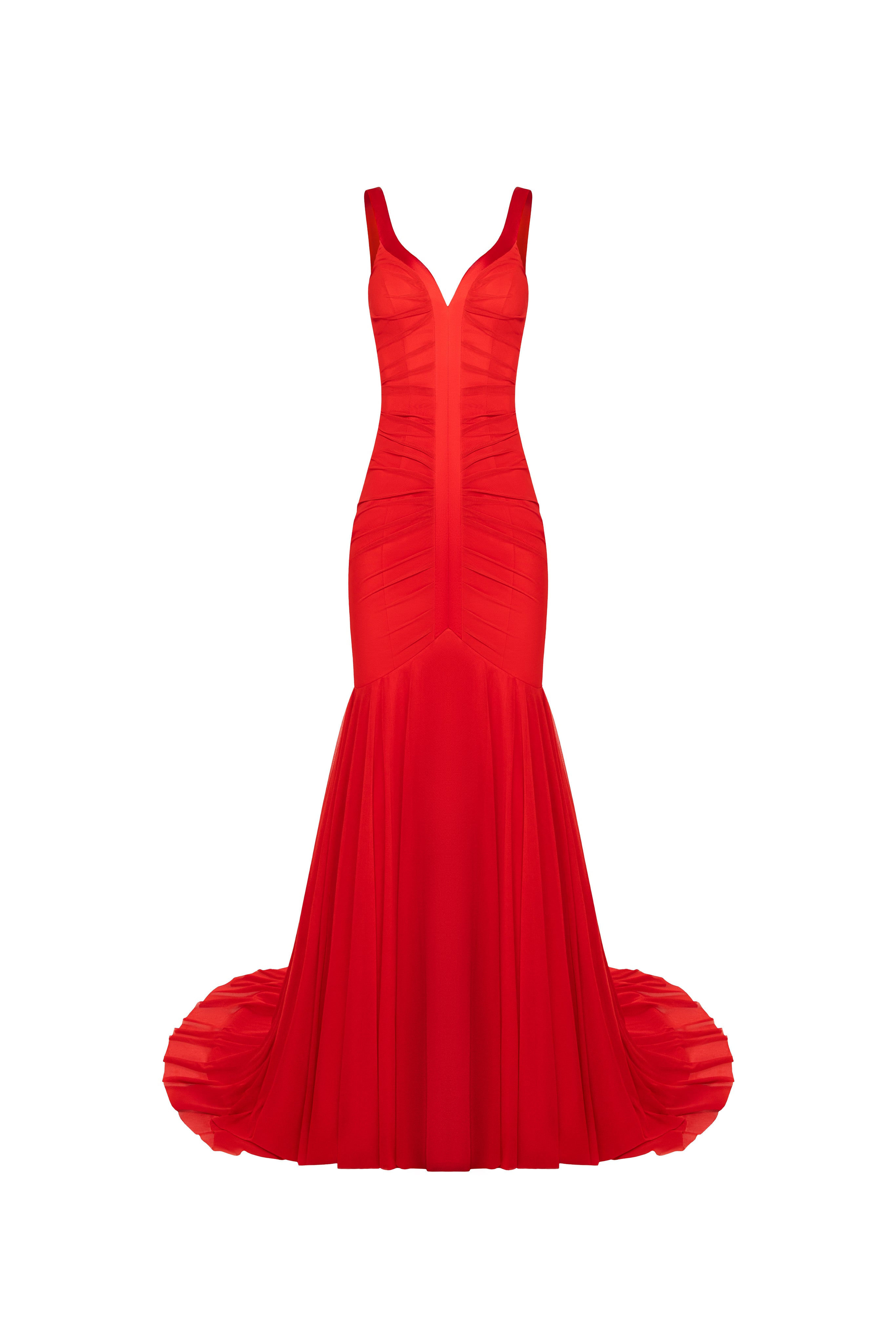 Ефектна червона сукня у силуеті «русалка»