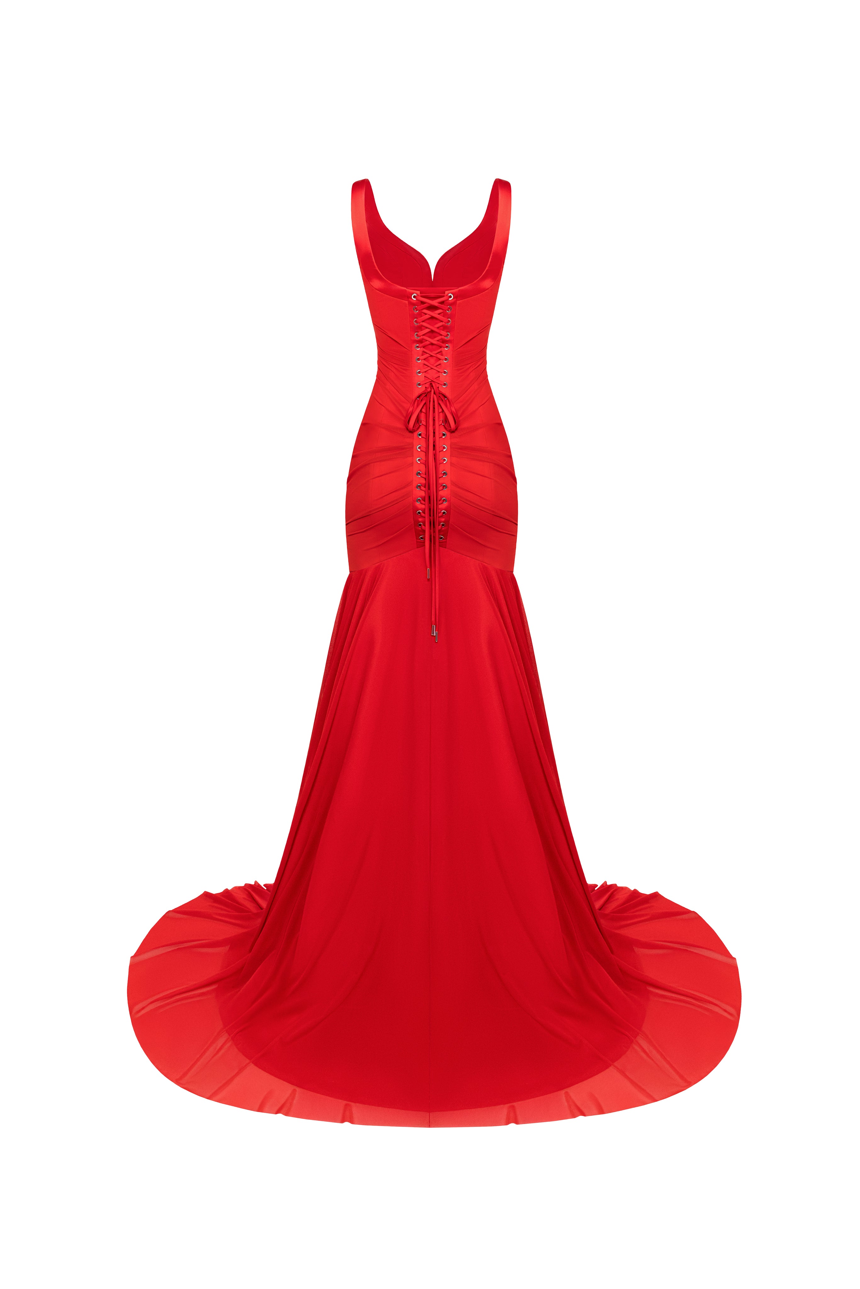 Ефектна червона сукня у силуеті «русалка»