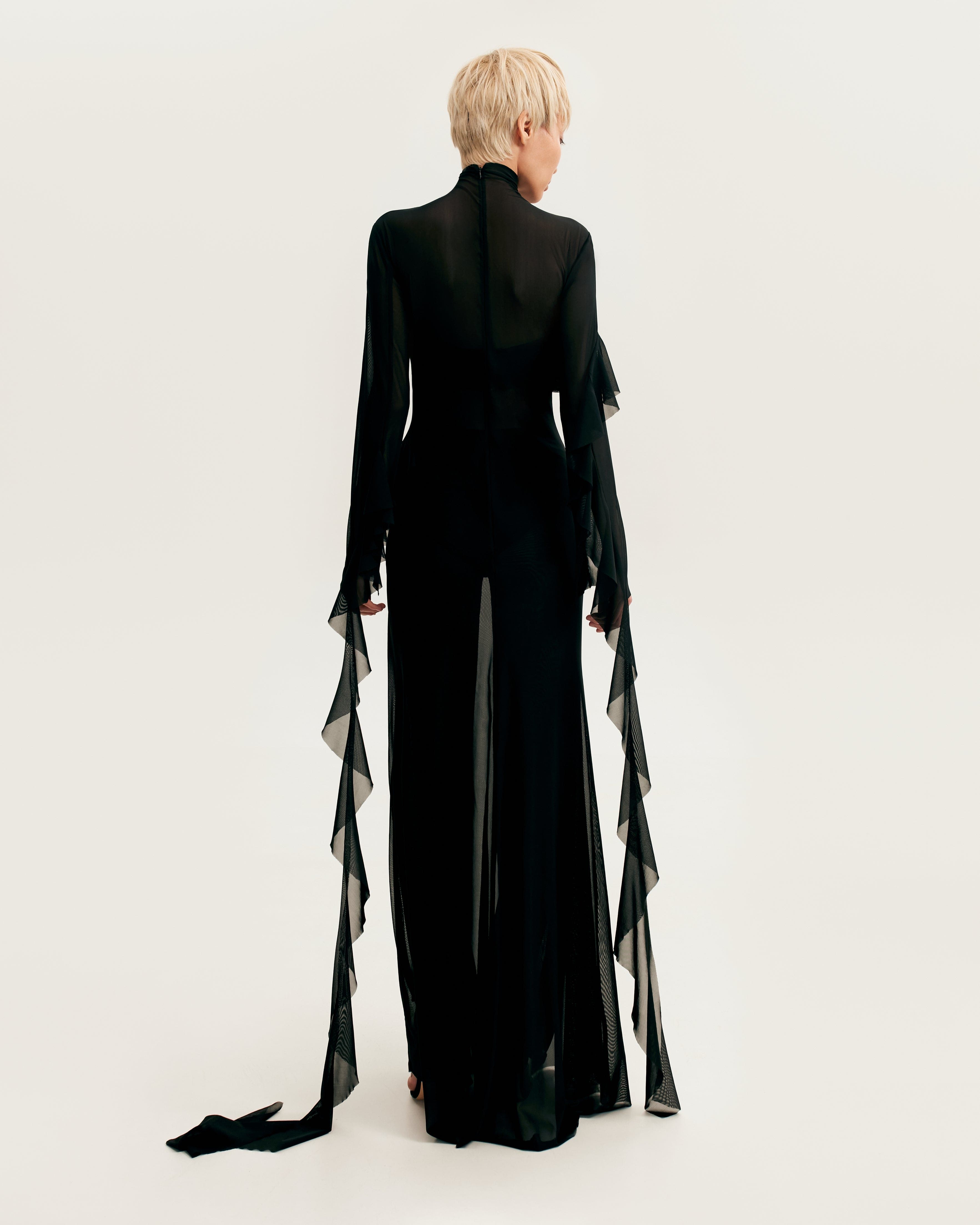 Чорний комплект з напівпрозорої сукні та штанів