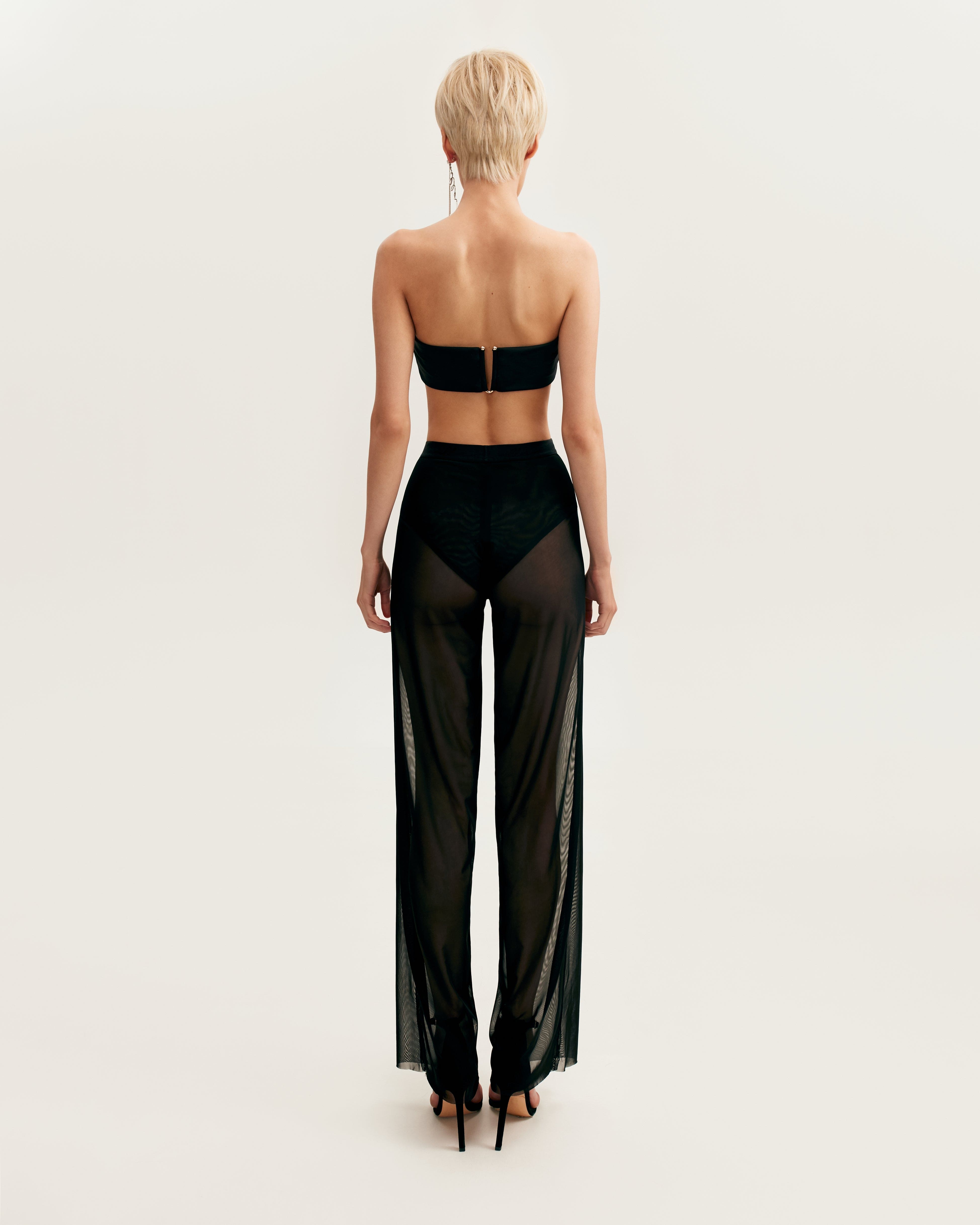 Чорний комплект з напівпрозорої сукні та штанів