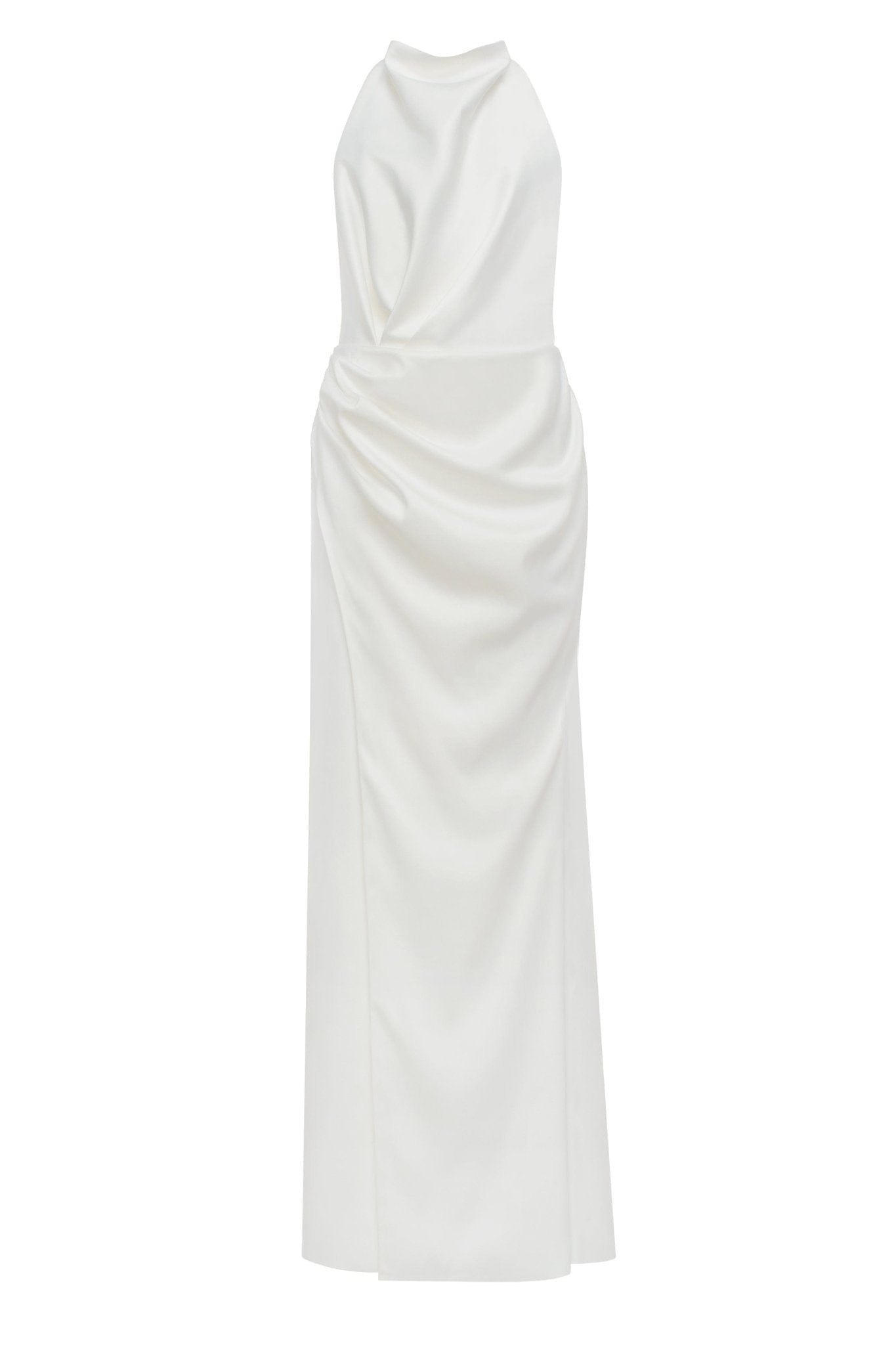 White Mock neck sleeveless low slit dress - Milla