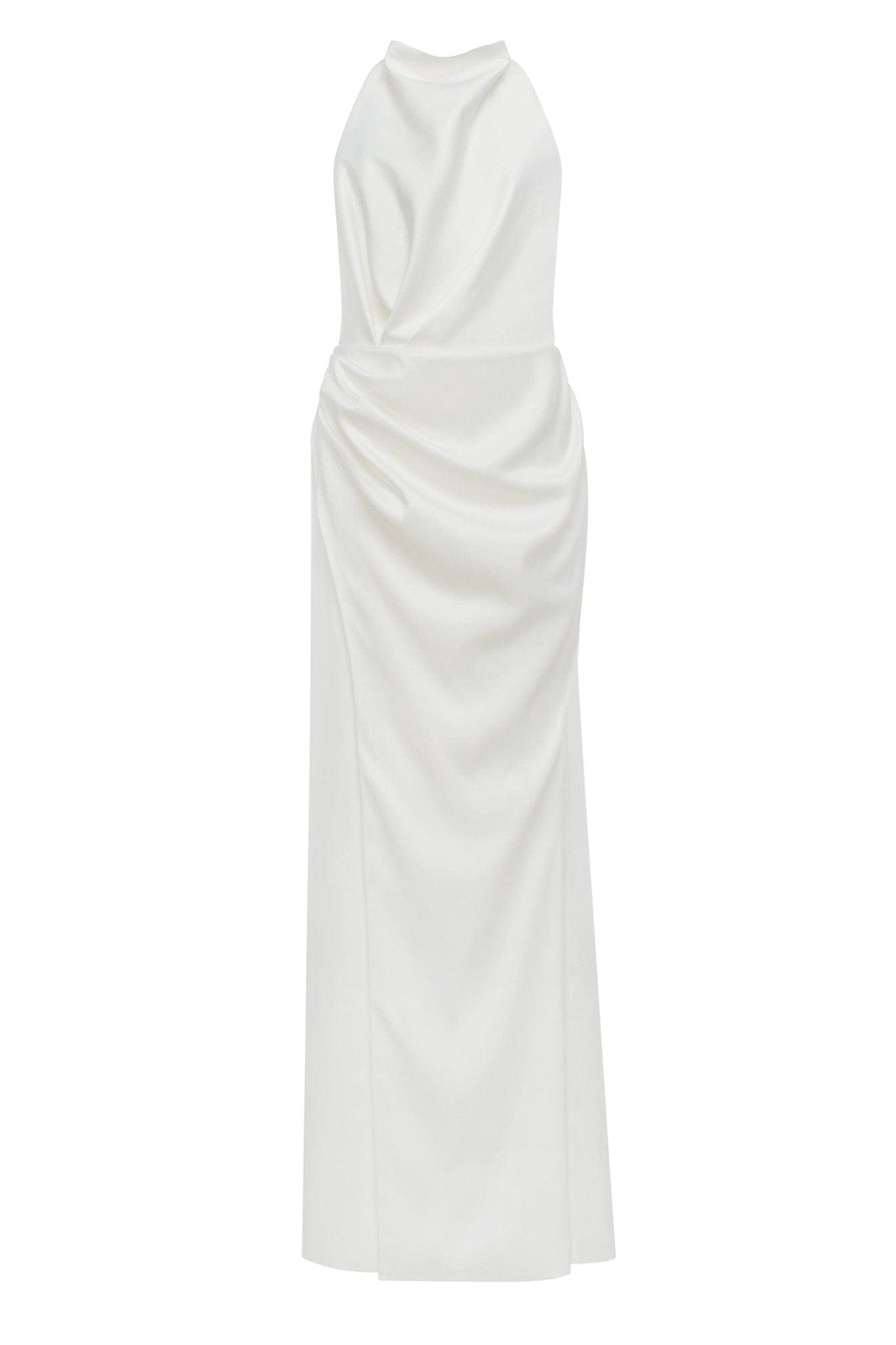 White Mock neck sleeveless low slit dress - Milla
