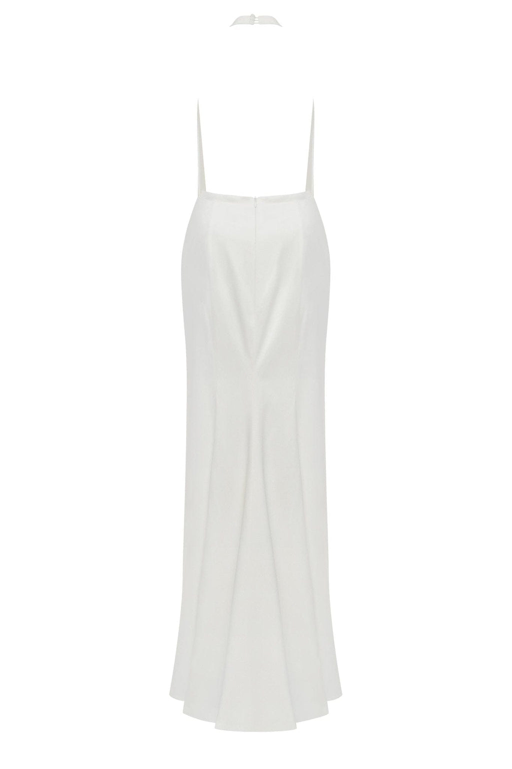 White Mock neck sleeveless low slit dress - Milla