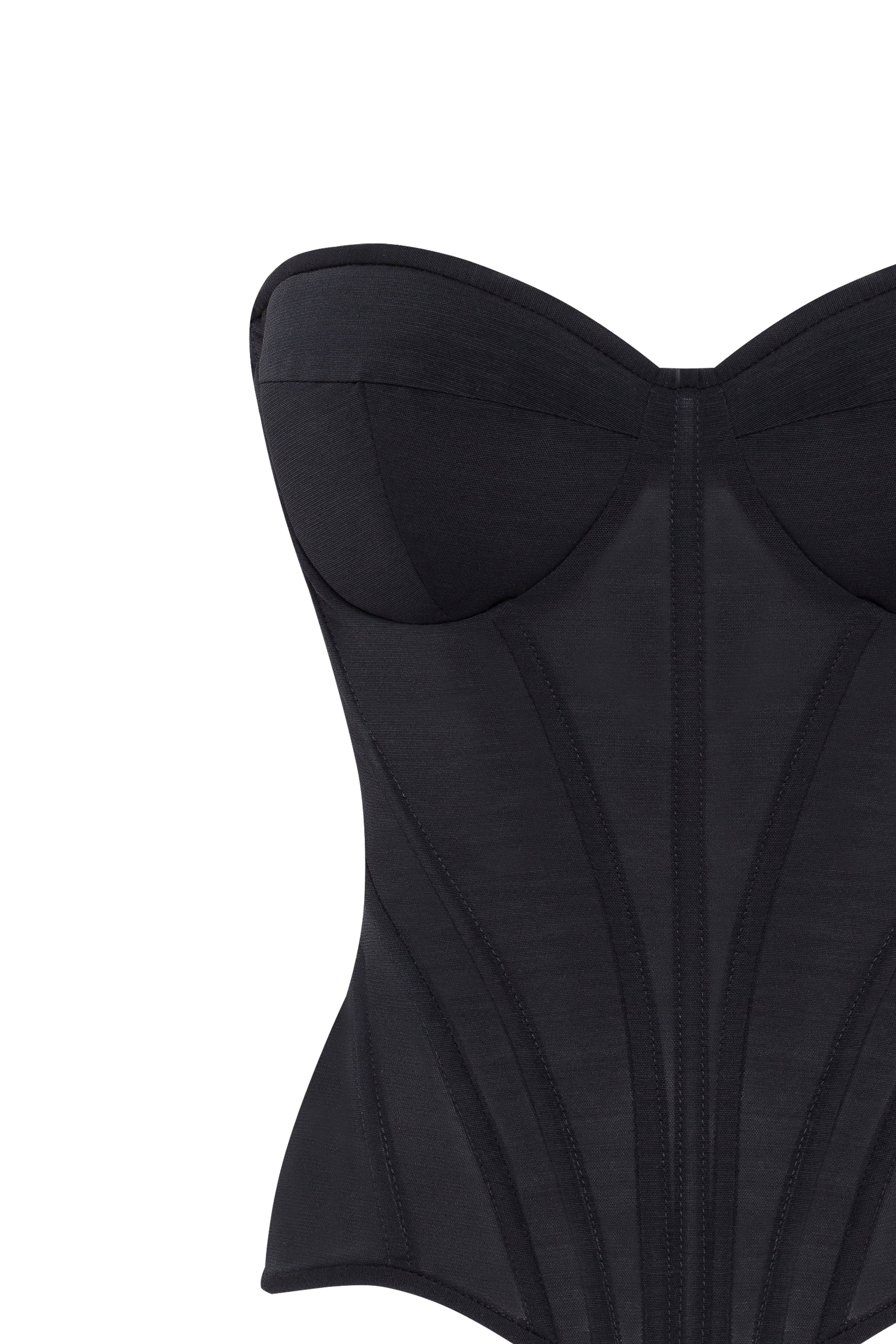 Чорний корсет з заниженою талією з декольте у формі серця