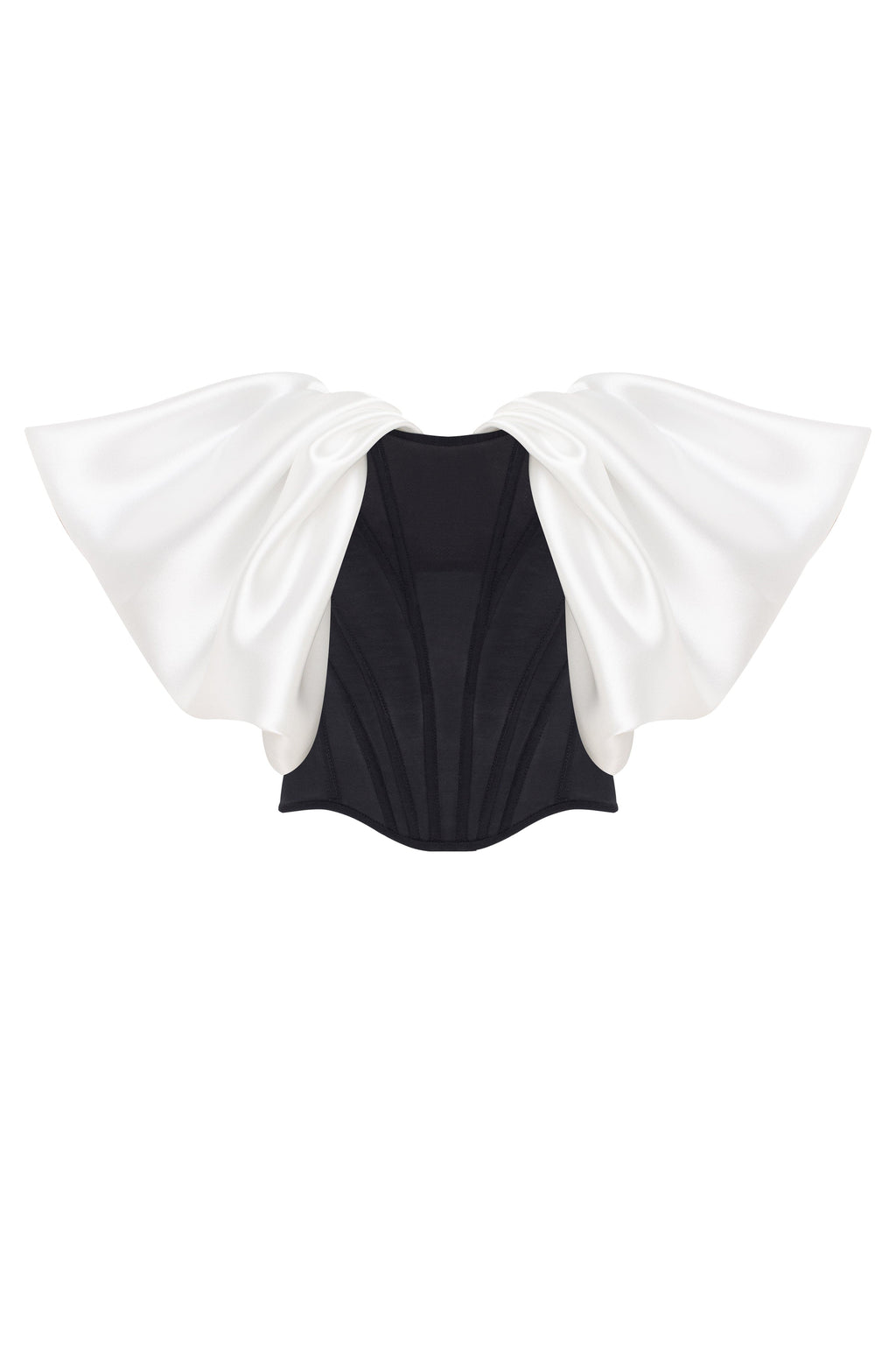 Чорний корсет із білими спущеними рукавами