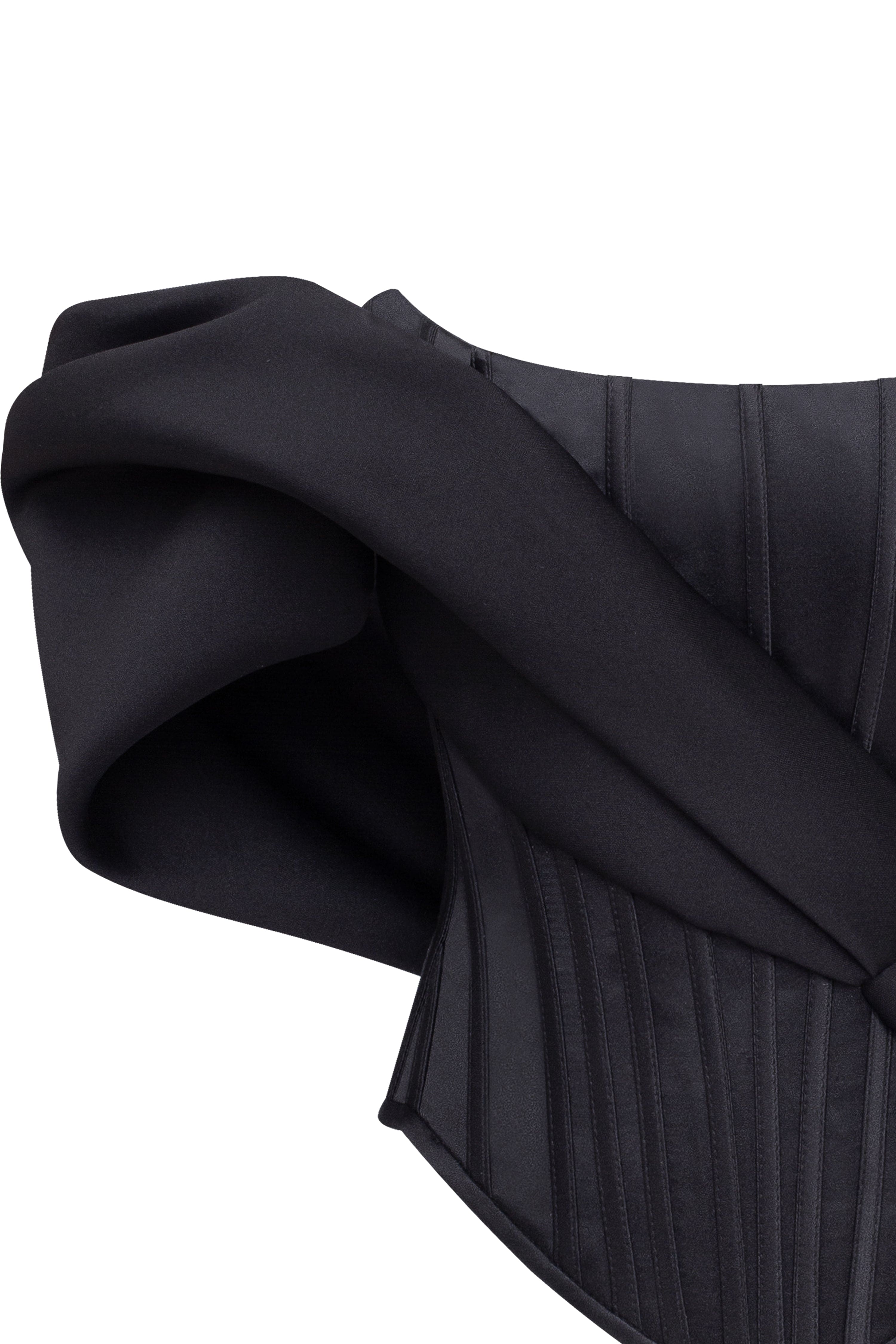 Асиметричний чорний корсет на одне плече