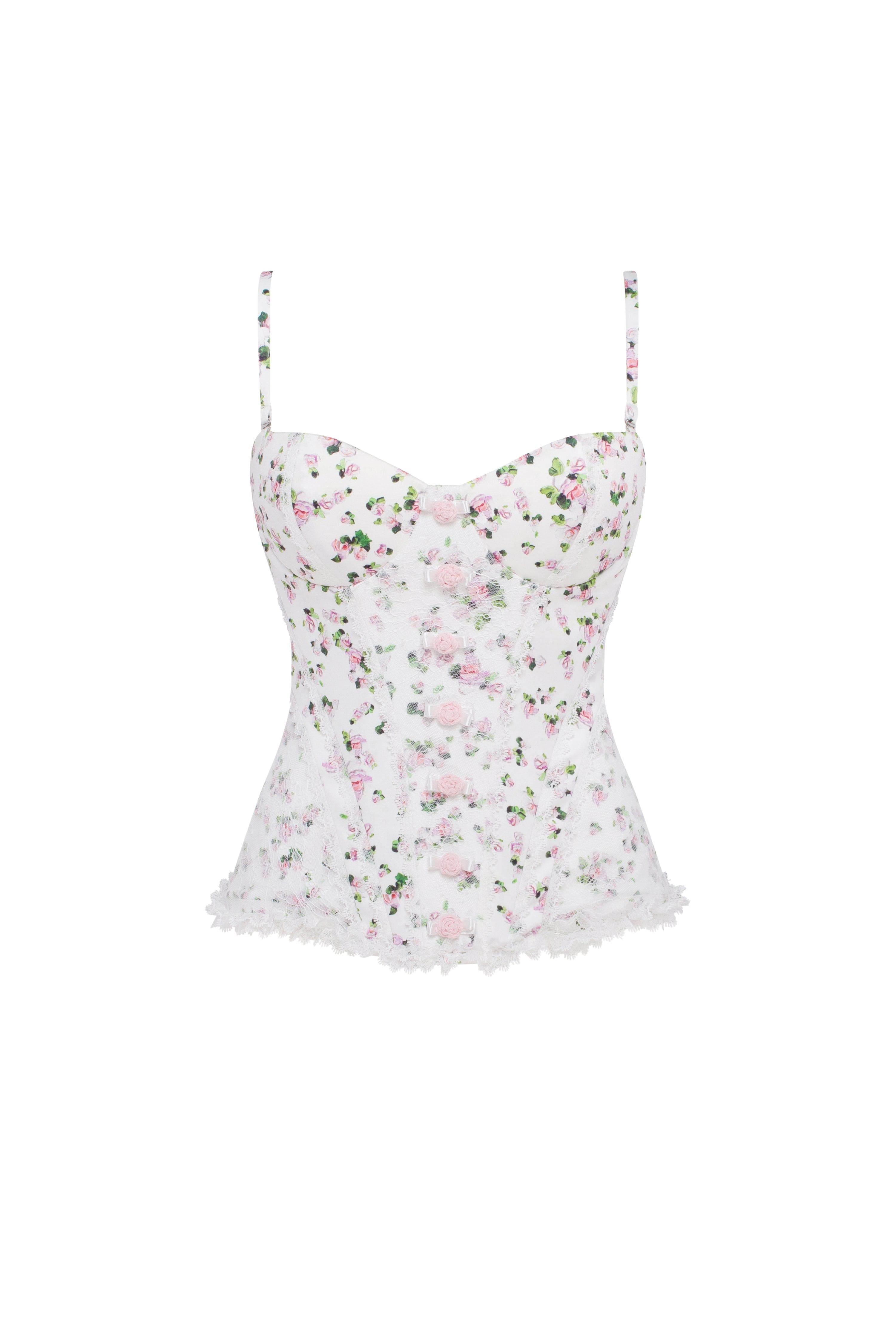 Корсет без бретелей з принтом яблуневого цвіту