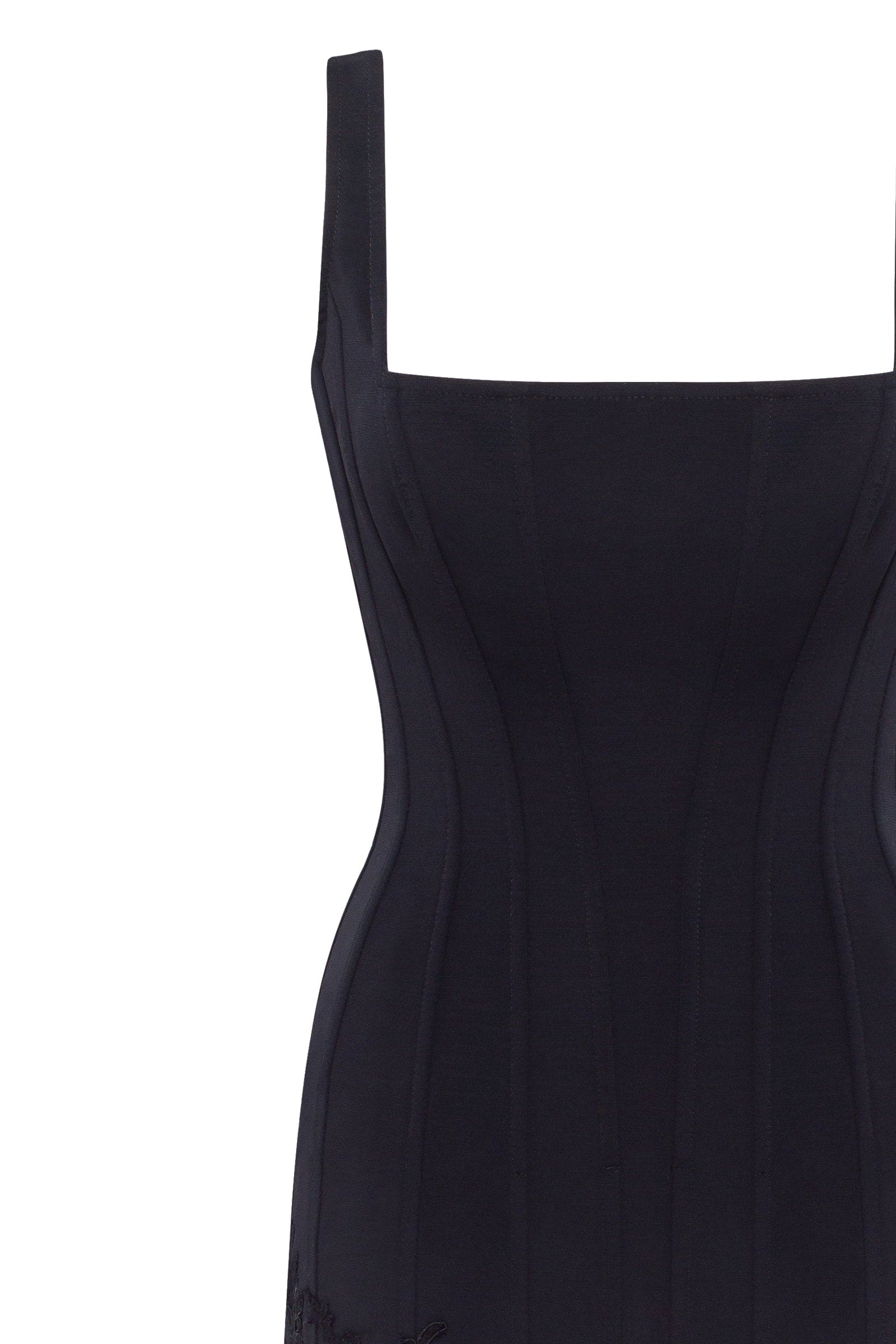 Чорна корсетна мінісукня із мереживом