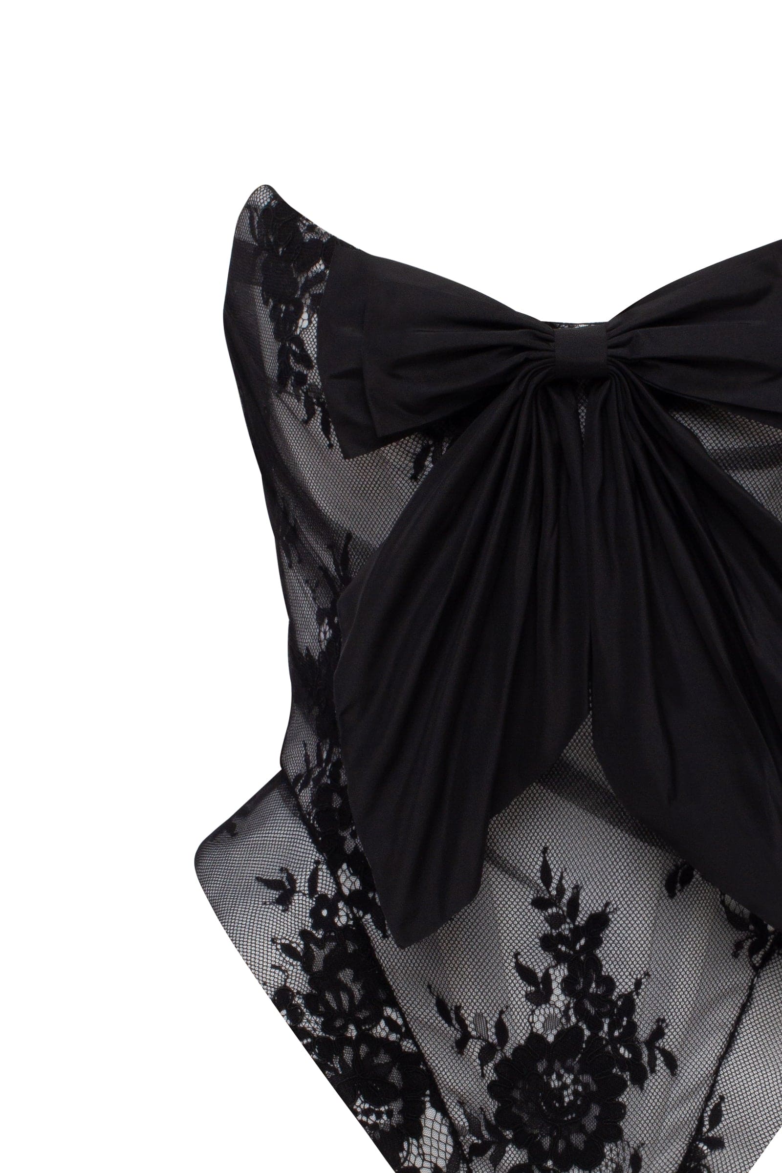 Чорно-білий корсет з об’ємним знімним бантом