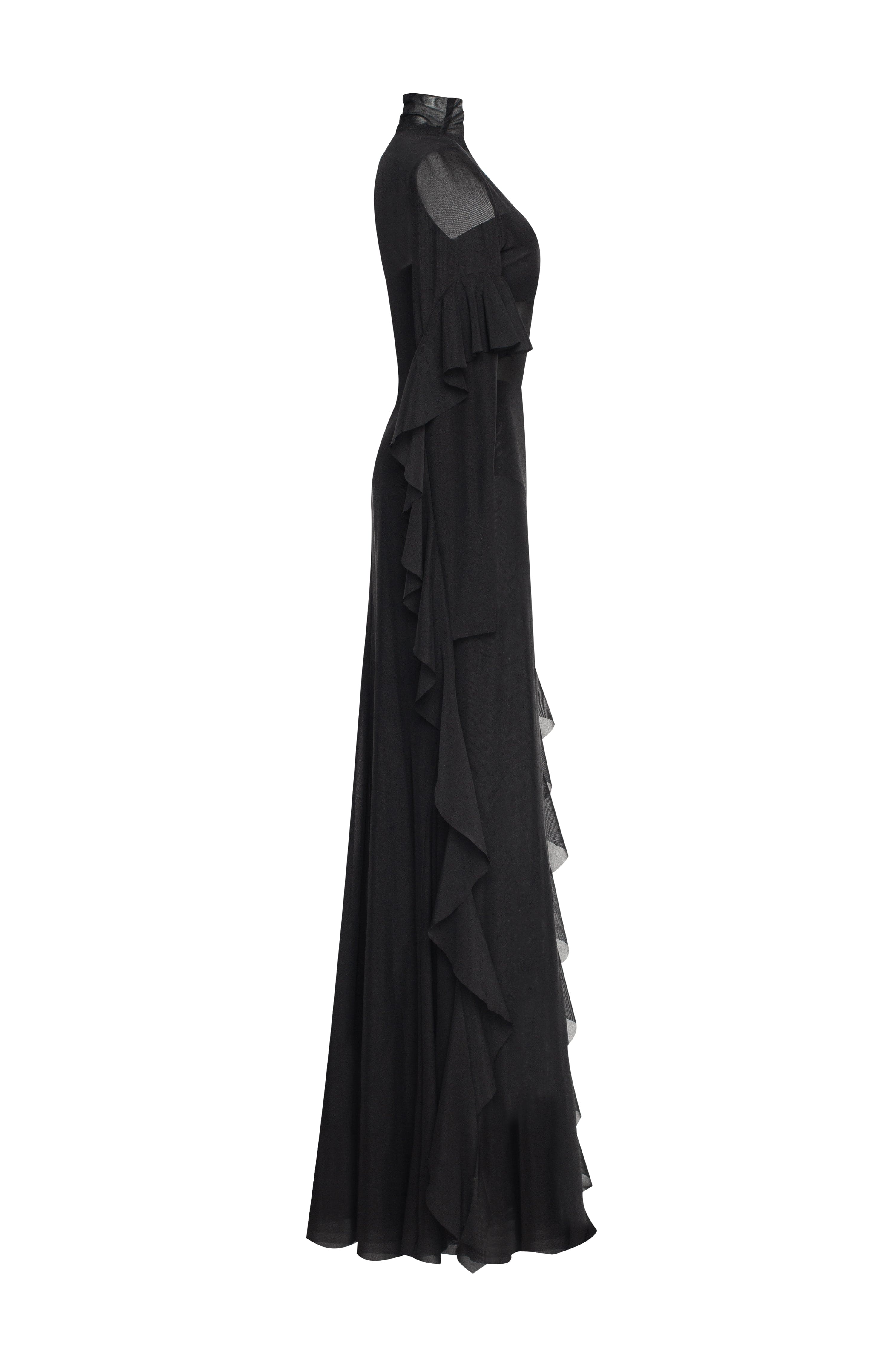 Чорний комплект з напівпрозорої сукні та штанів