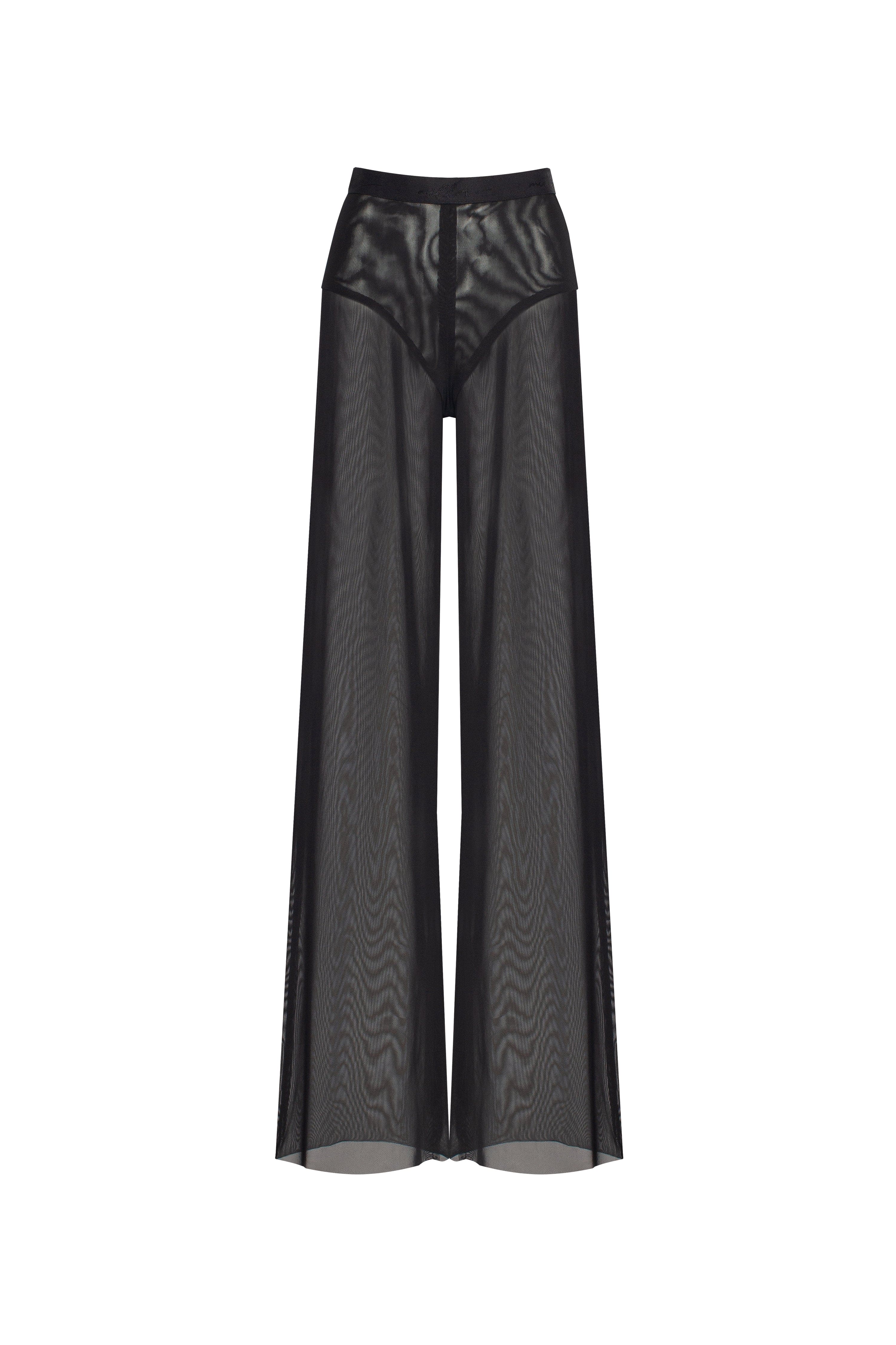 Чорний комплект з напівпрозорої сукні та штанів