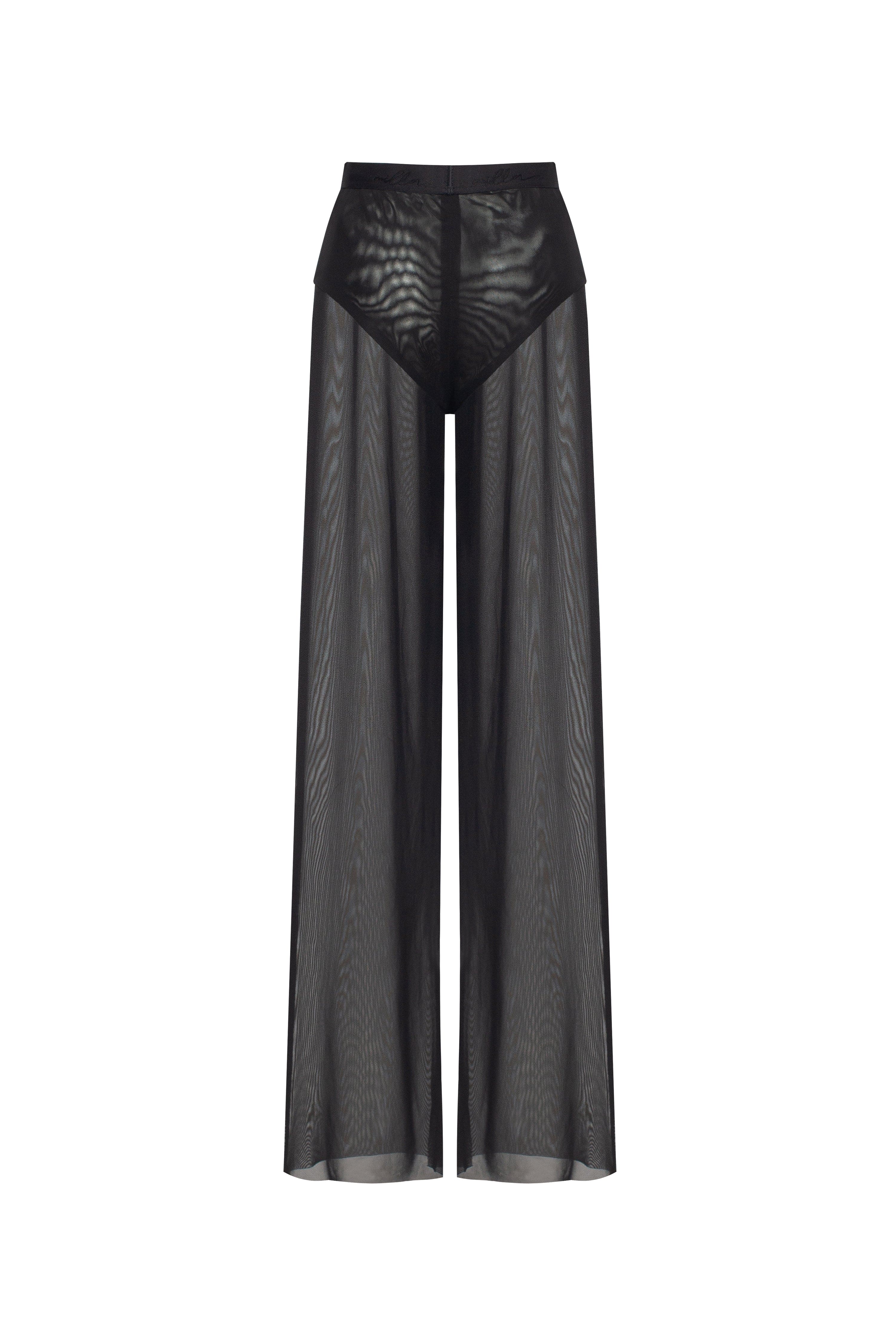 Чорний комплект з напівпрозорої сукні та штанів