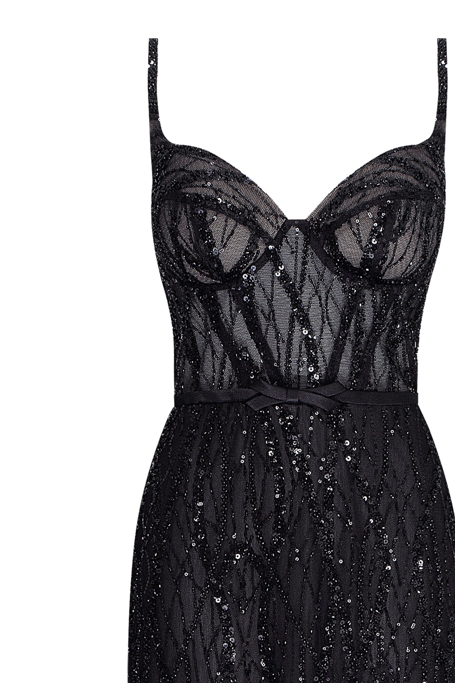 Astonishing sequined maxi gown on spaghetti straps - Milla