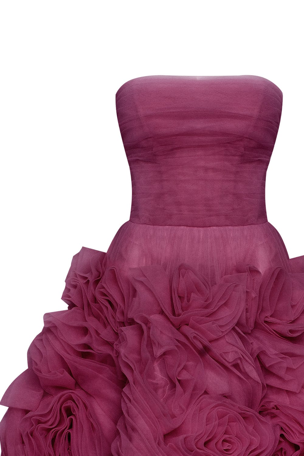 Dramatically flowered tulle dress in wine color - Milla