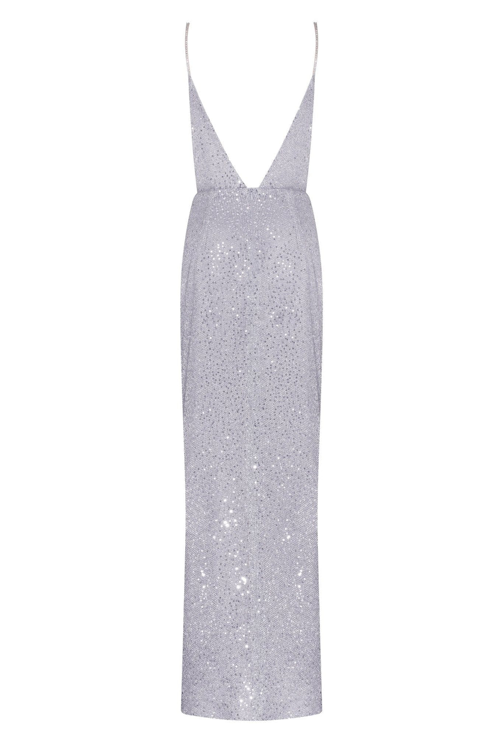 Spaghetti straps silver sparkling wrapped maxi dress - Milla