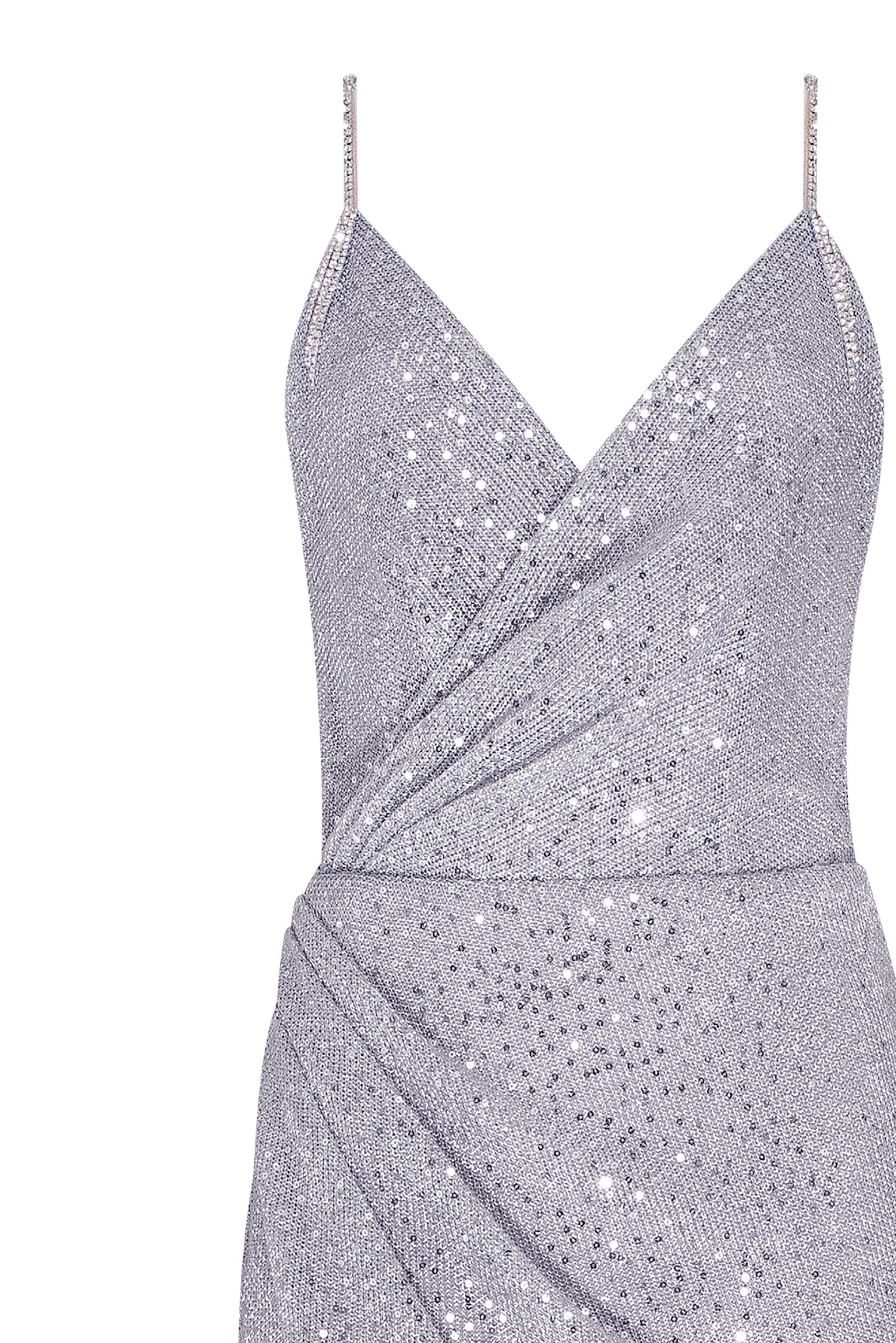 Spaghetti straps silver sparkling wrapped maxi dress - Milla