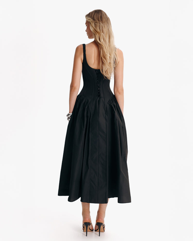 Корсетна мідісукня у чорному кольорі