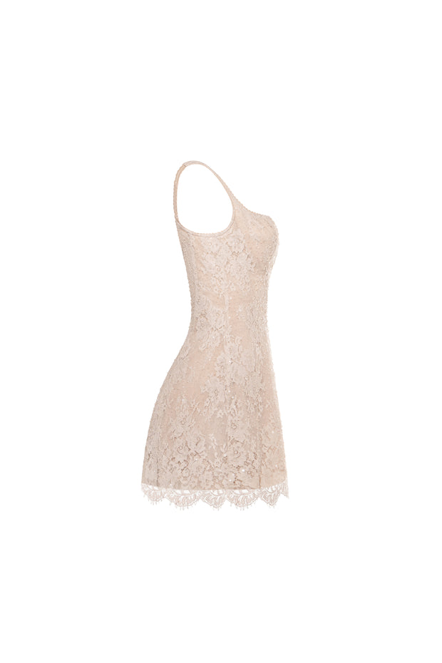 Бежева блискуча корсетна мінісукня