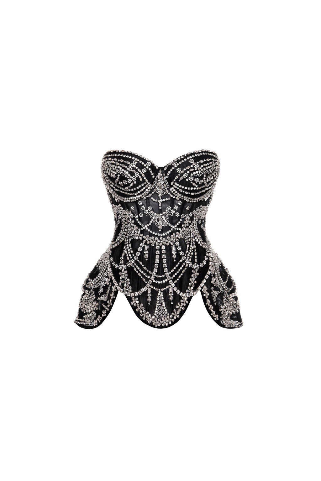 Чорний корсет оздоблений кристалами