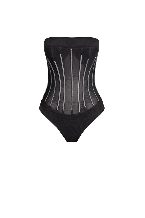 Crystal-covered fabulous black maxi dress - Milla