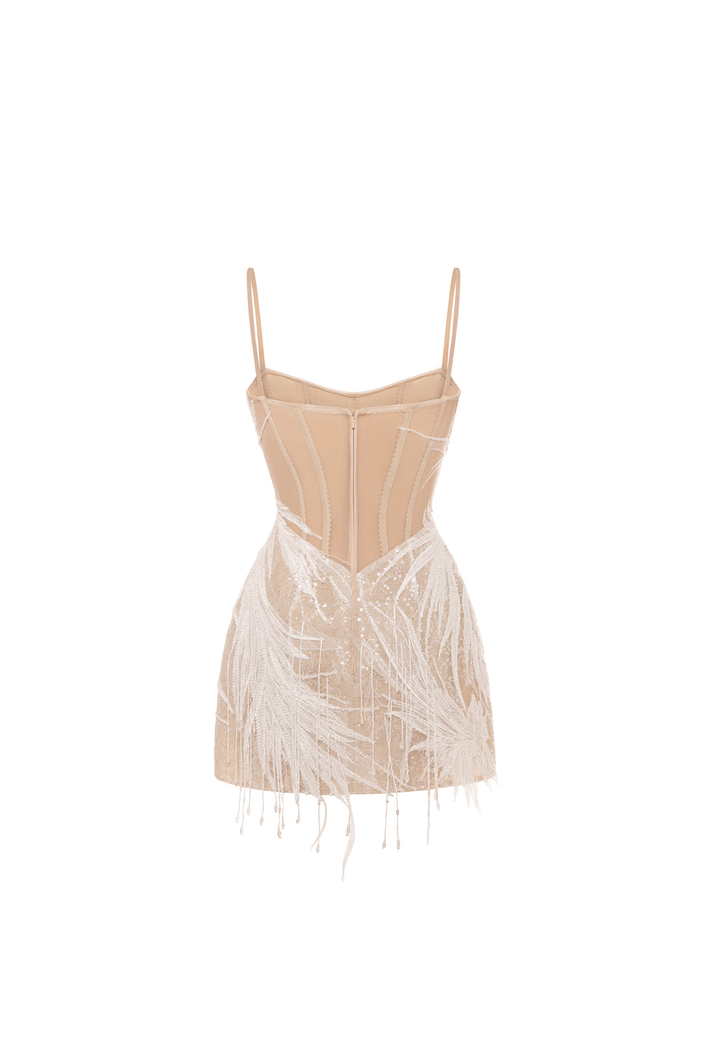 Мереживна блискуча мінісукня з китицями з бісеру