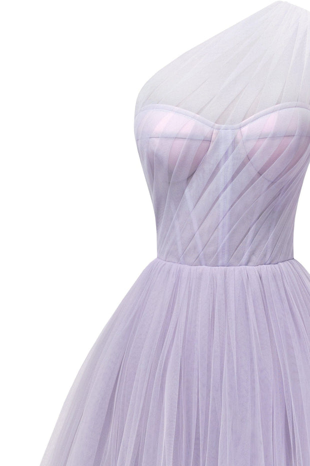Lavender One-Shoulder Cocktail Tulle Dress - Milla