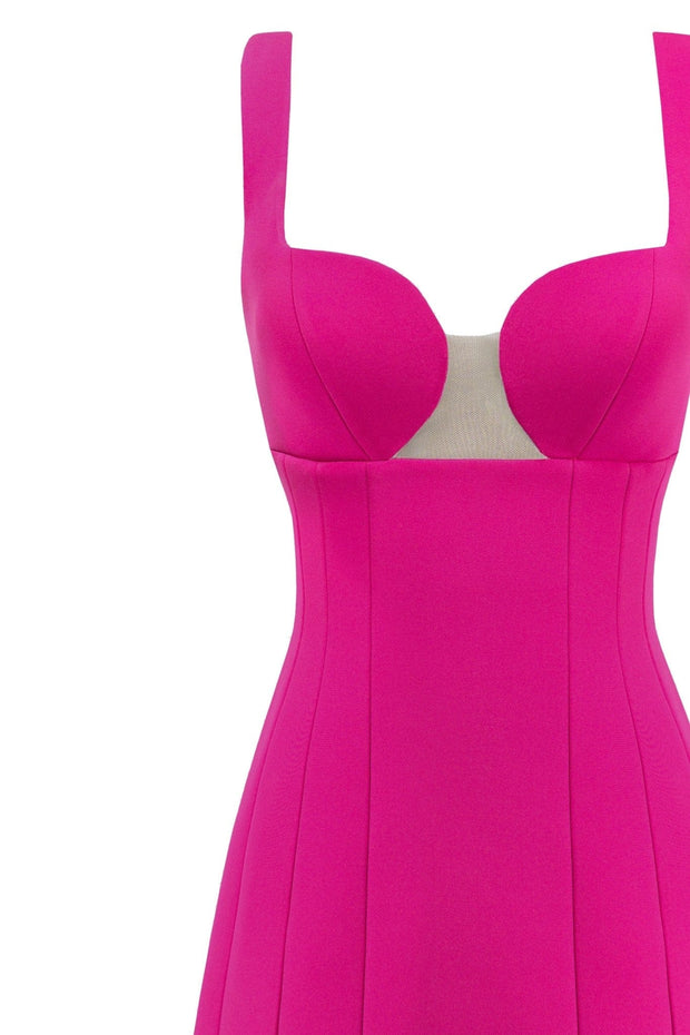 Glossy ultra mini dress in pink with cutouts - Milla
