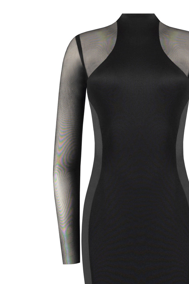 Showstopper black dress with semi-transparent inserts - Milla