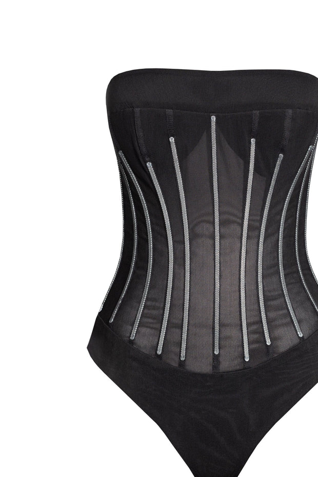 Crystal-covered fabulous black maxi dress - Milla