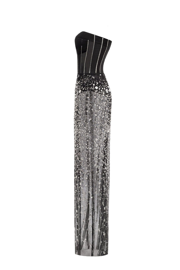 Crystal-covered fabulous black maxi dress - Milla