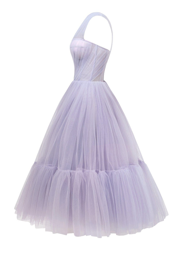Lavender One-Shoulder Cocktail Tulle Dress - Milla