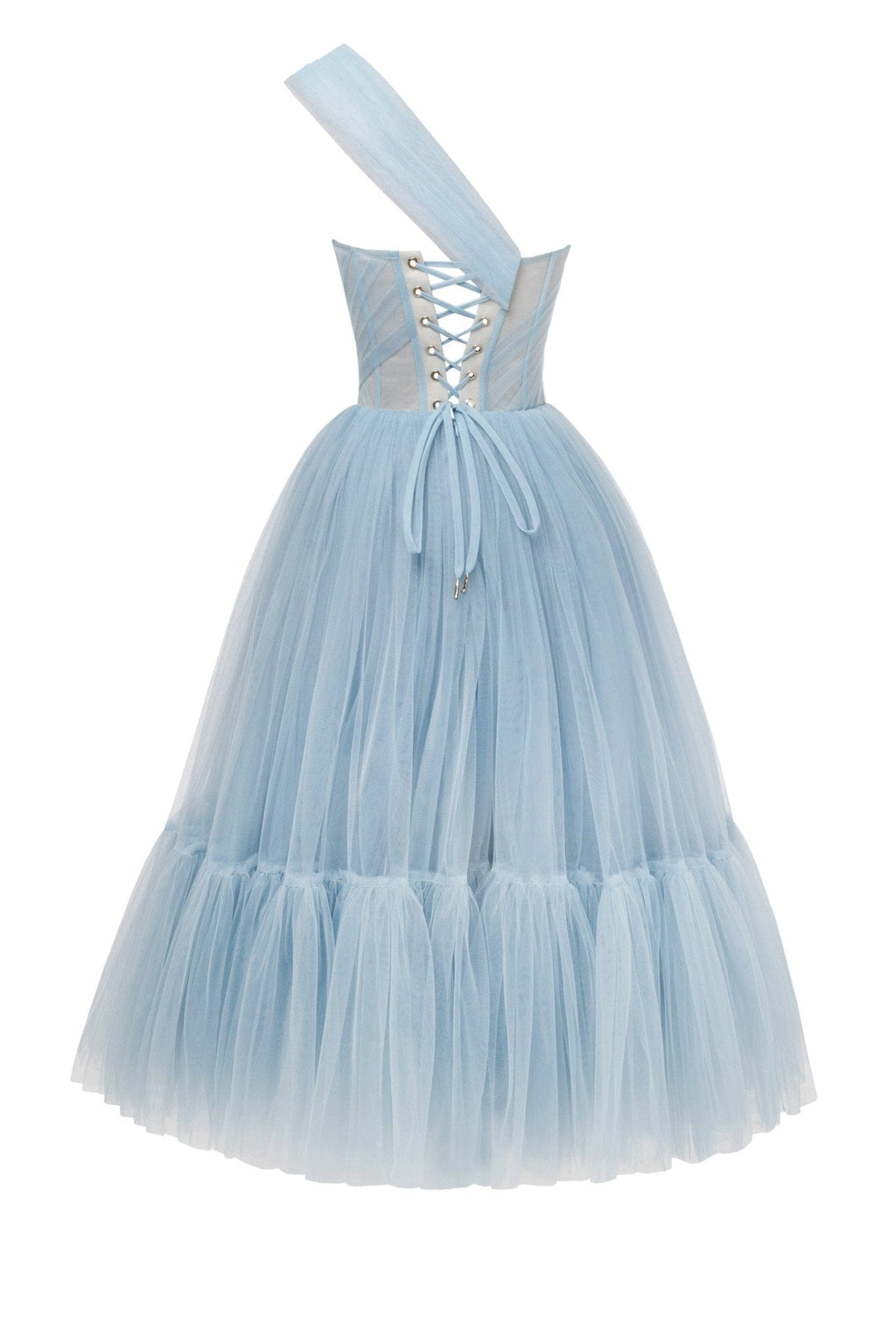 Light Blue One-Shoulder Cocktail Tulle Dress - Milla