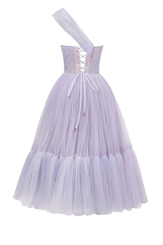 Lavender One-Shoulder Cocktail Tulle Dress - Milla