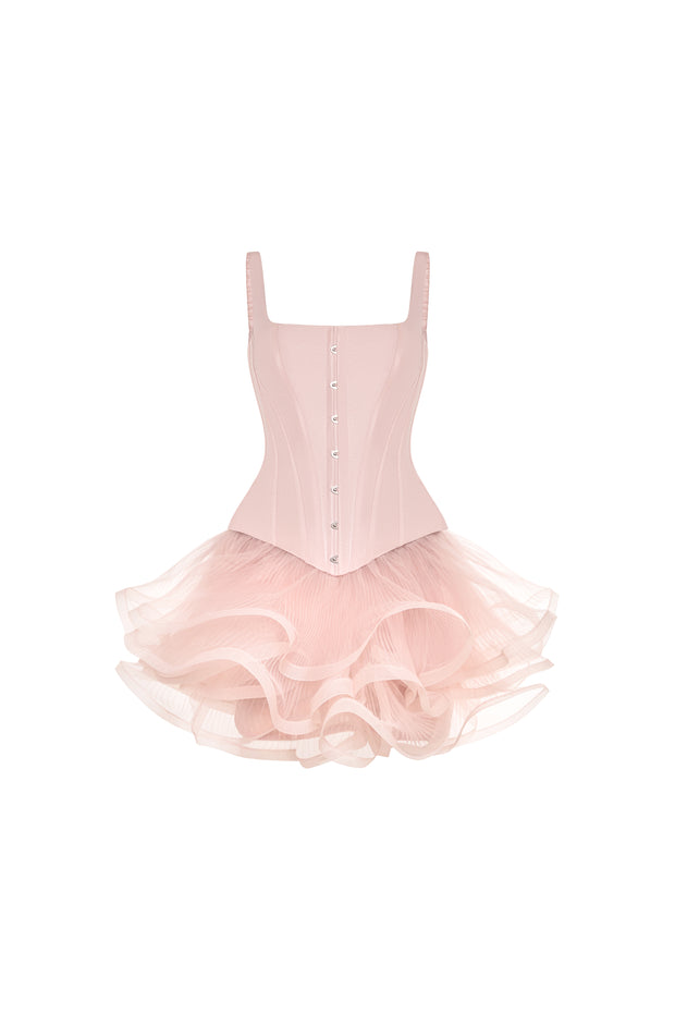 Рожева багатошарова мініспідниця