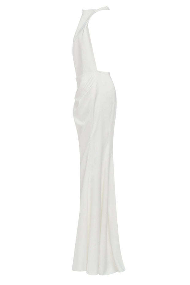White Mock neck sleeveless low slit dress - Milla