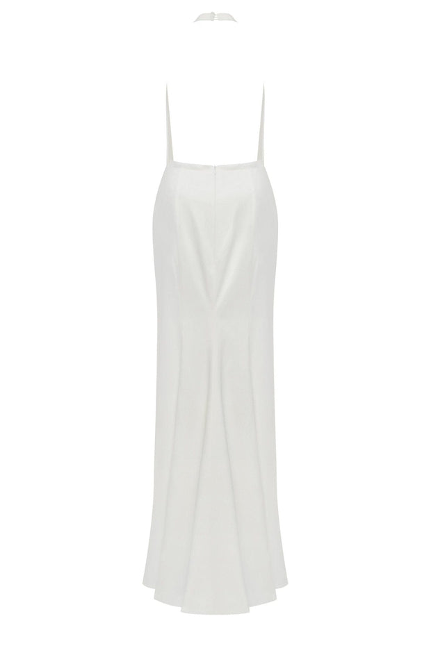 White Mock neck sleeveless low slit dress - Milla