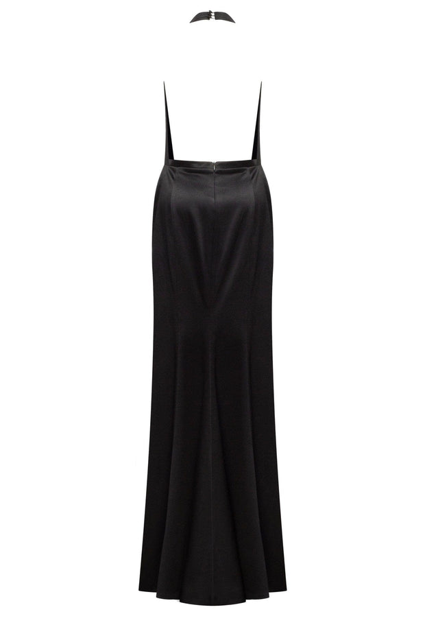 Black Mock neck sleeveless low slit dress - Milla