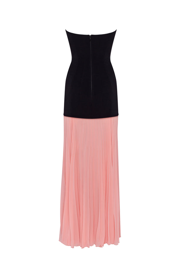 Чорно-рожева сукня з плісированою спідницею