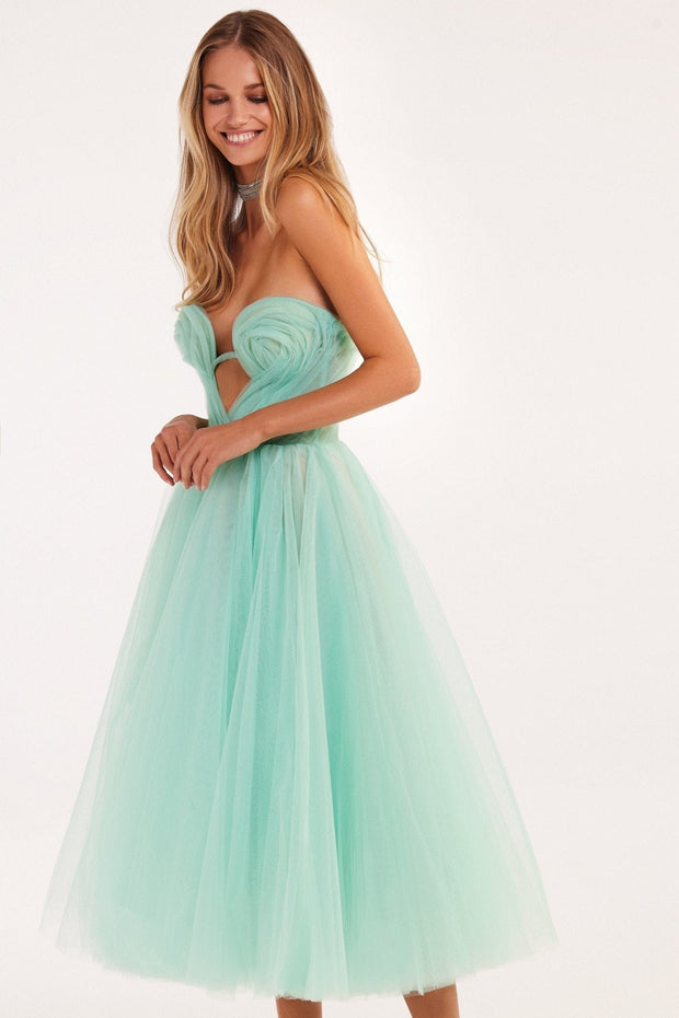Mint green tender midi tulle dress - Milla