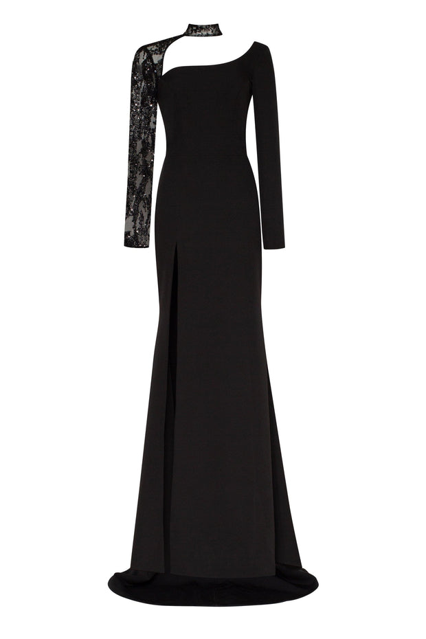 Gold Applique Tulle Midi Dress - Milla
