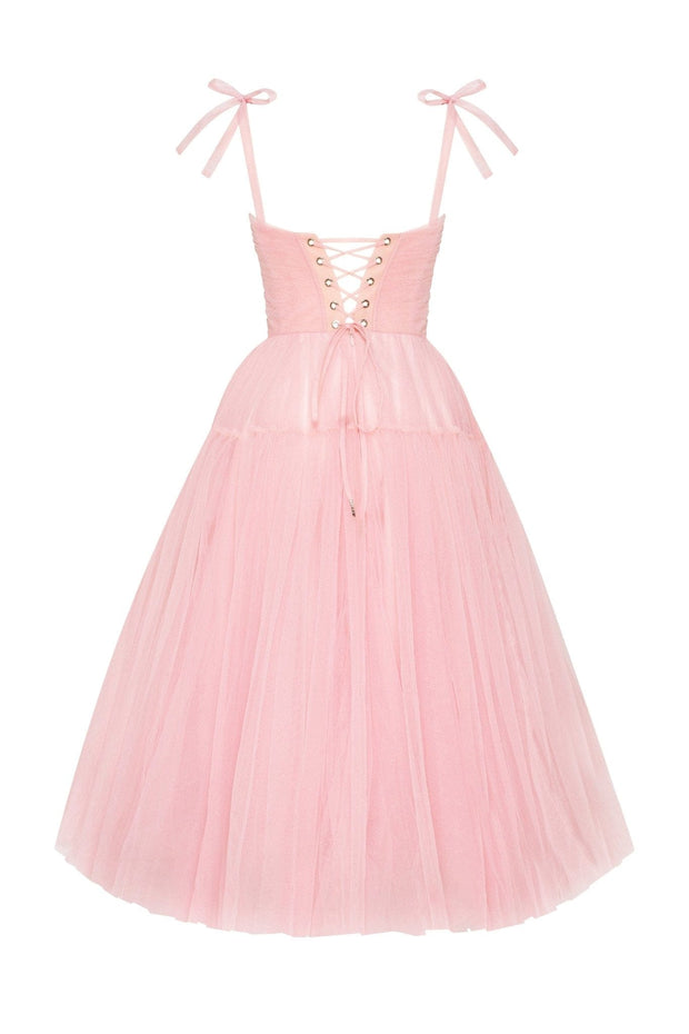 Misty Rose tie-straps tulle dress - Milla