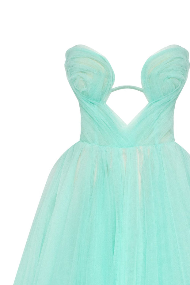 Mint green tender midi tulle dress - Milla