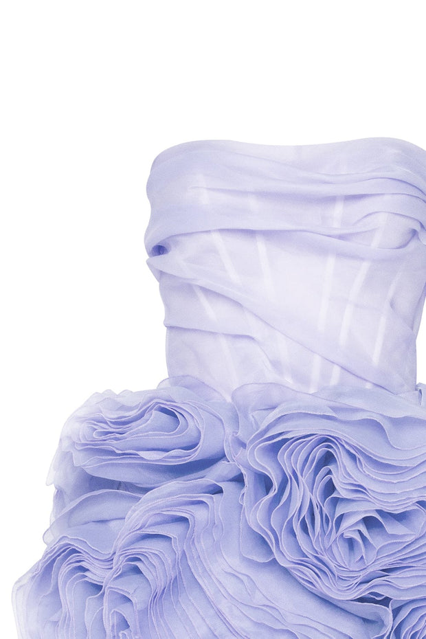 Appliquéd organza lavender mini dress - Milla
