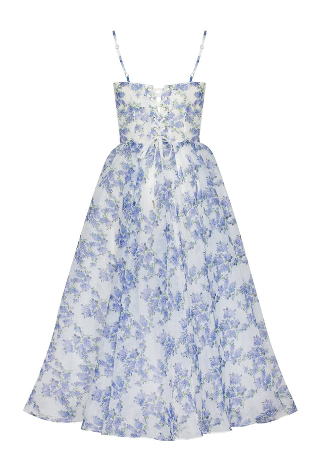 Blue Hydrangea spaghetti strap midi dress - Milla