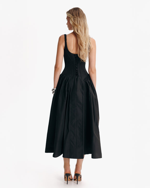 Корсетна мідісукня у чорному кольорі