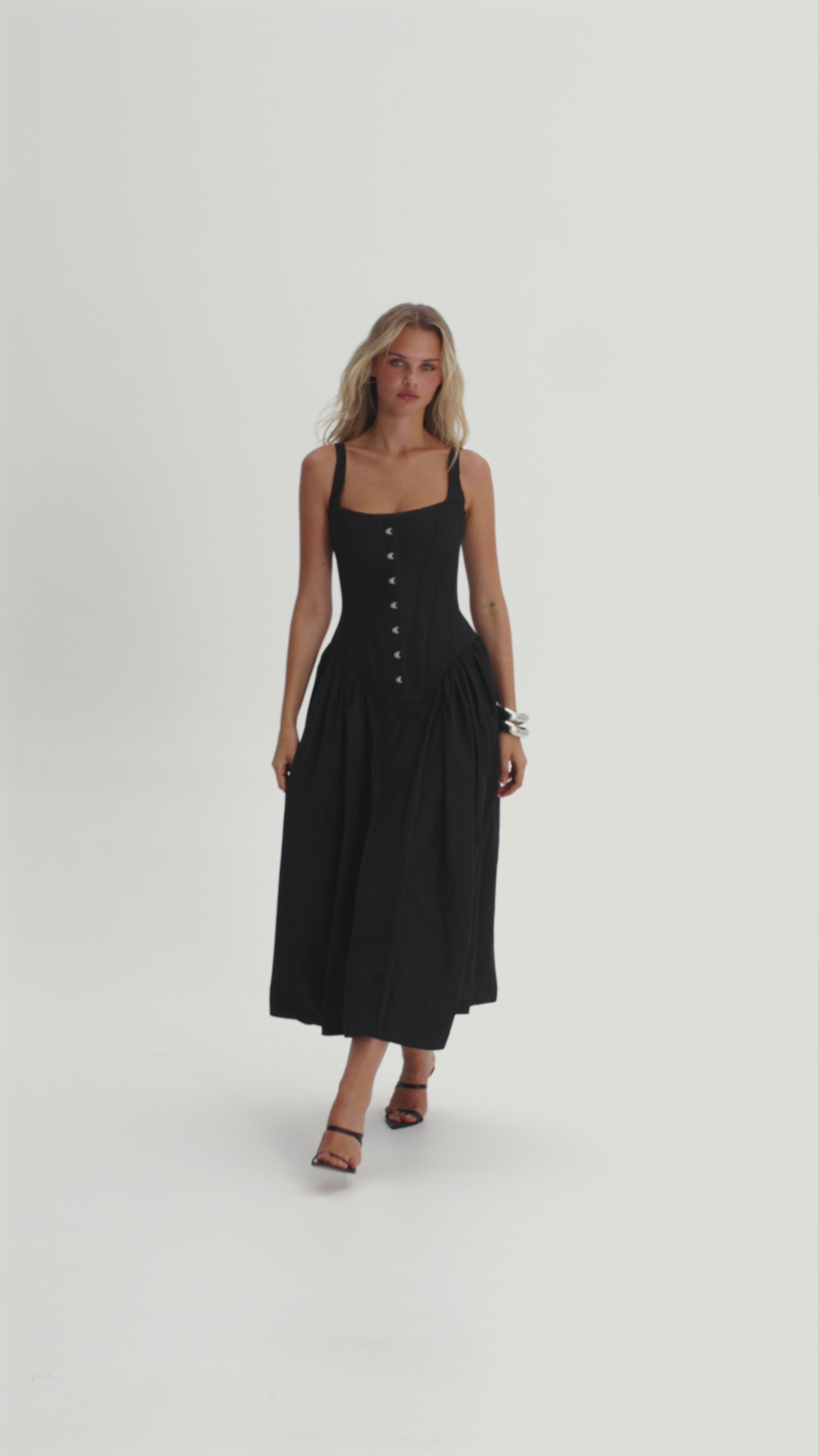 Корсетна мідісукня у чорному кольорі